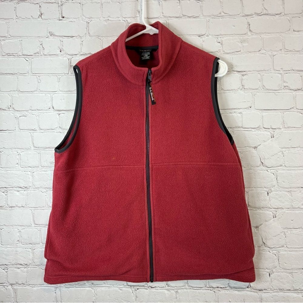 L.L. Bean Womens Fleece Vest Pink Zip Front Sleeveless size large